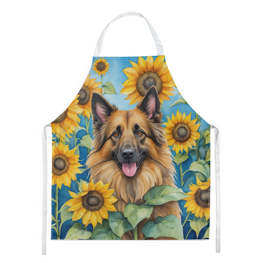 Belgian Tervuren in Sunflowers Apron