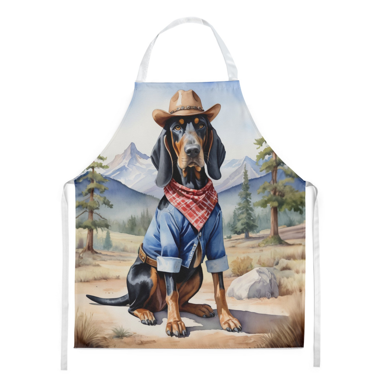 Black and Tan Coonhound Cowboy Welcome Apron