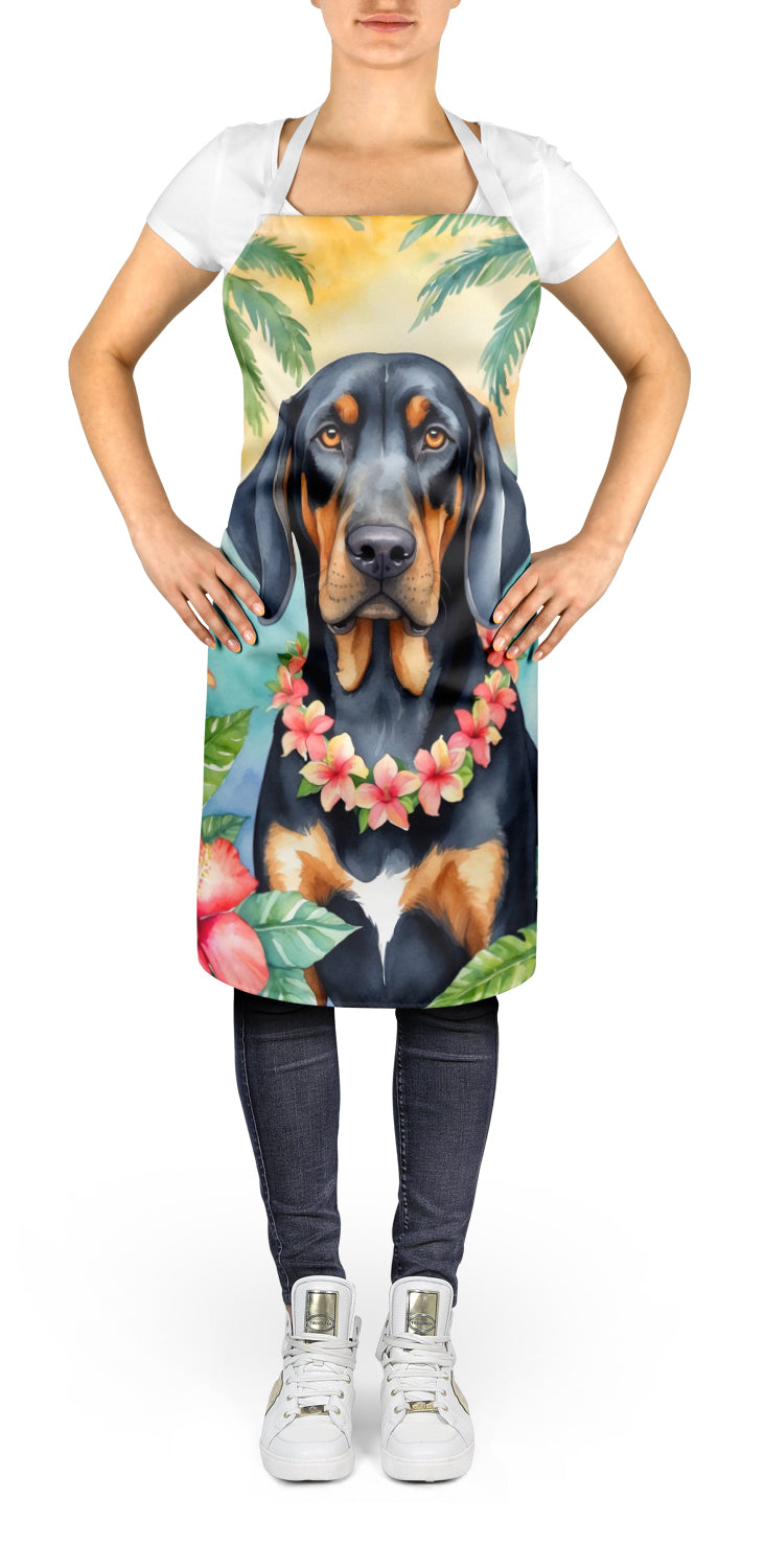 Black and Tan Coonhound Luau Apron