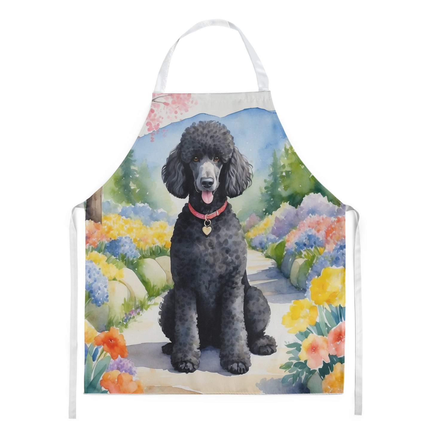 Black Poodle Spring Path Apron