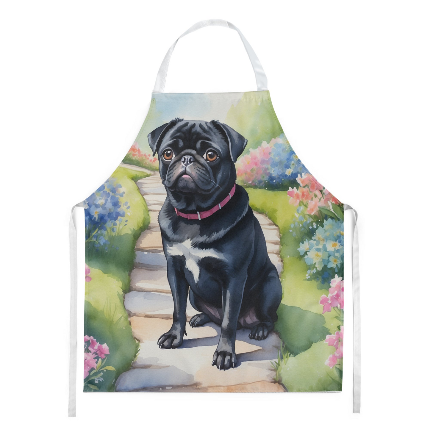 Black Pug Spring Path Apron