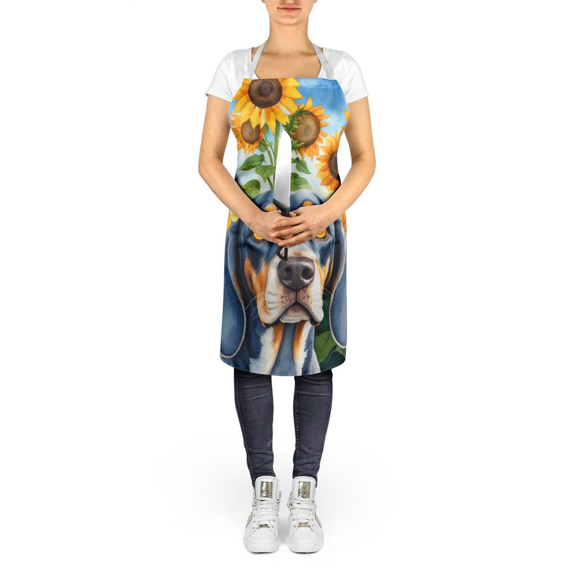 Bluetick Coonhound in Sunflowers Apron