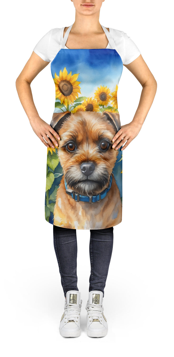 Border Terrier in Sunflowers Apron