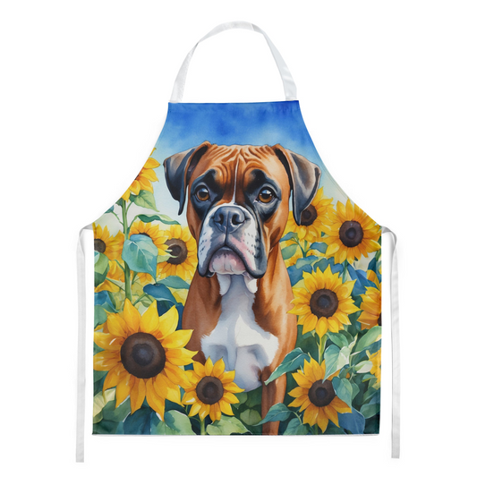 Boxer in Sunflowers Apron