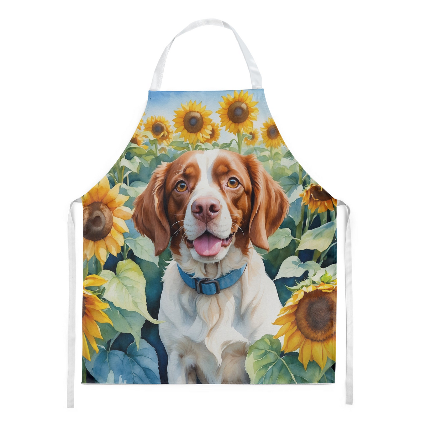 Brittany Spaniel in Sunflowers Apron