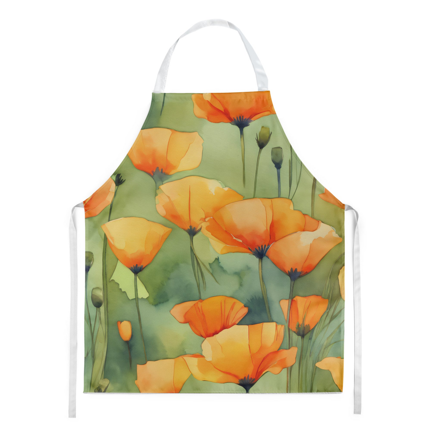 California California Poppies in Watercolor Apron