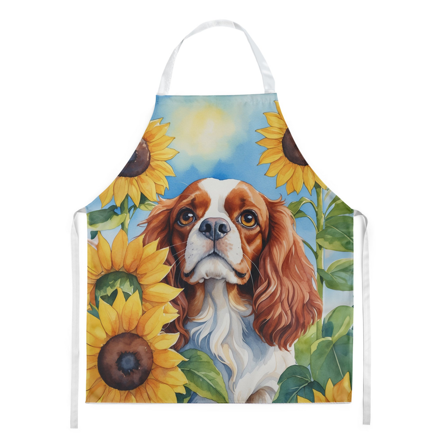 Cavalier Spaniel in Sunflowers Apron