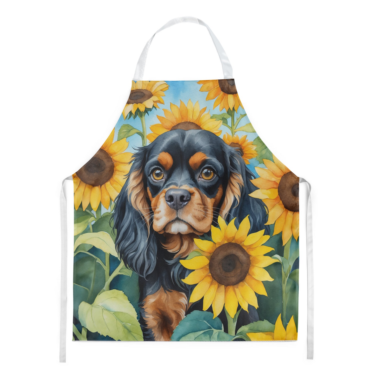 Cavalier Spaniel in Sunflowers Apron