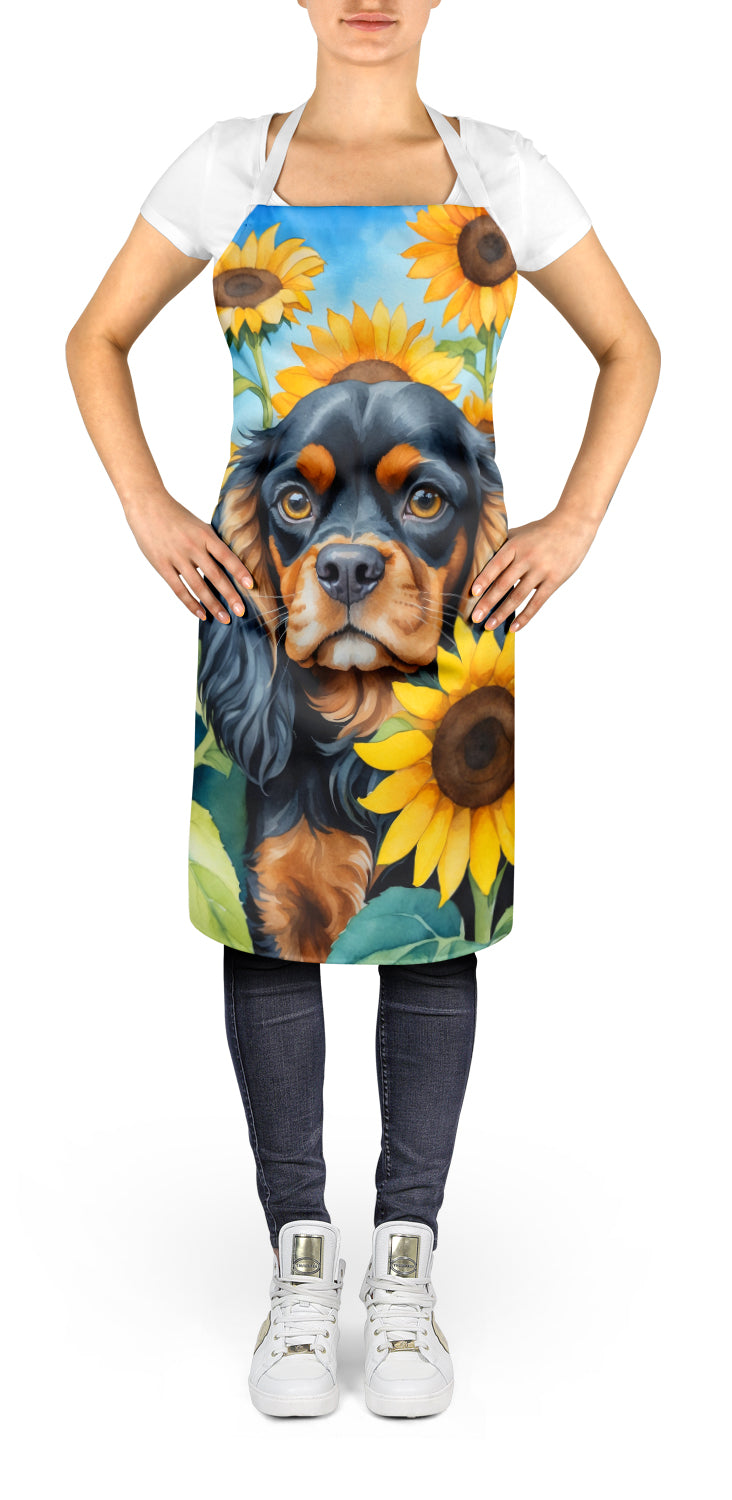 Cavalier Spaniel in Sunflowers Apron