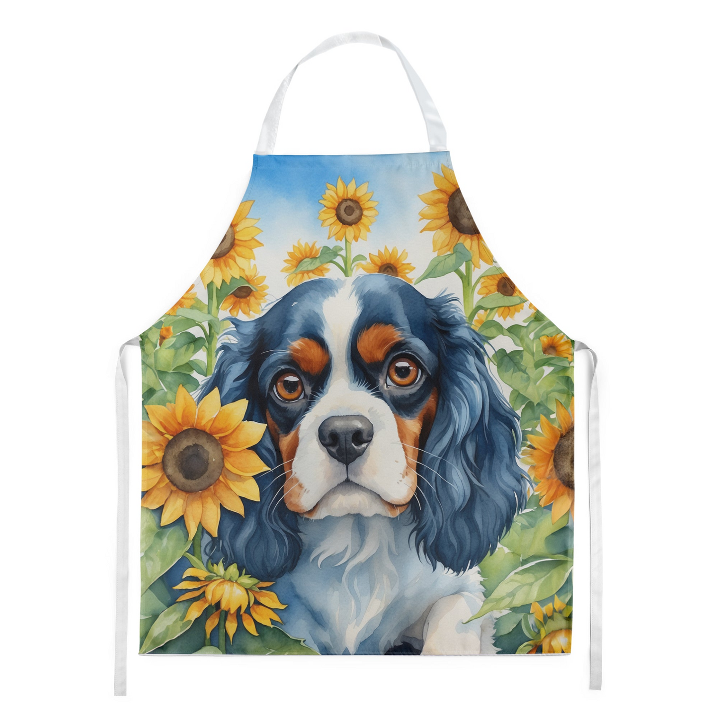 Cavalier Spaniel in Sunflowers Apron