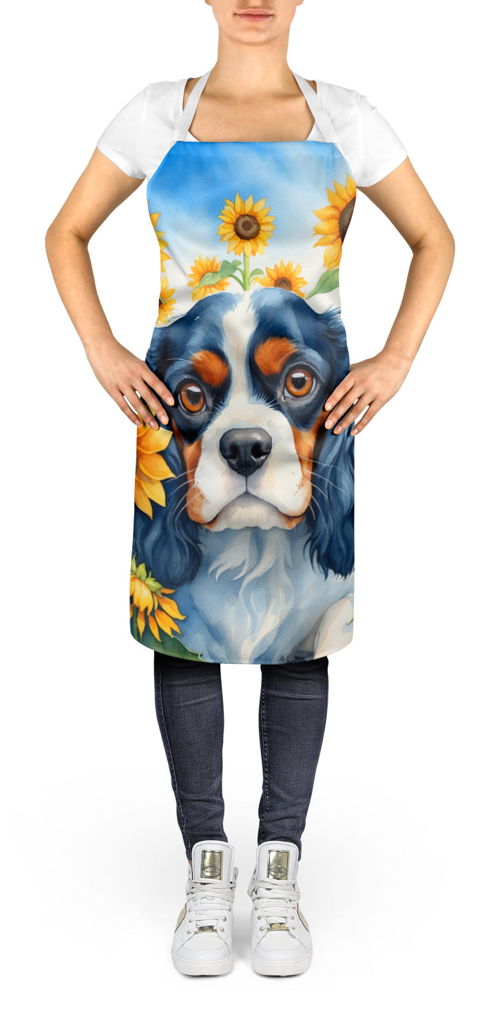 Cavalier Spaniel in Sunflowers Apron