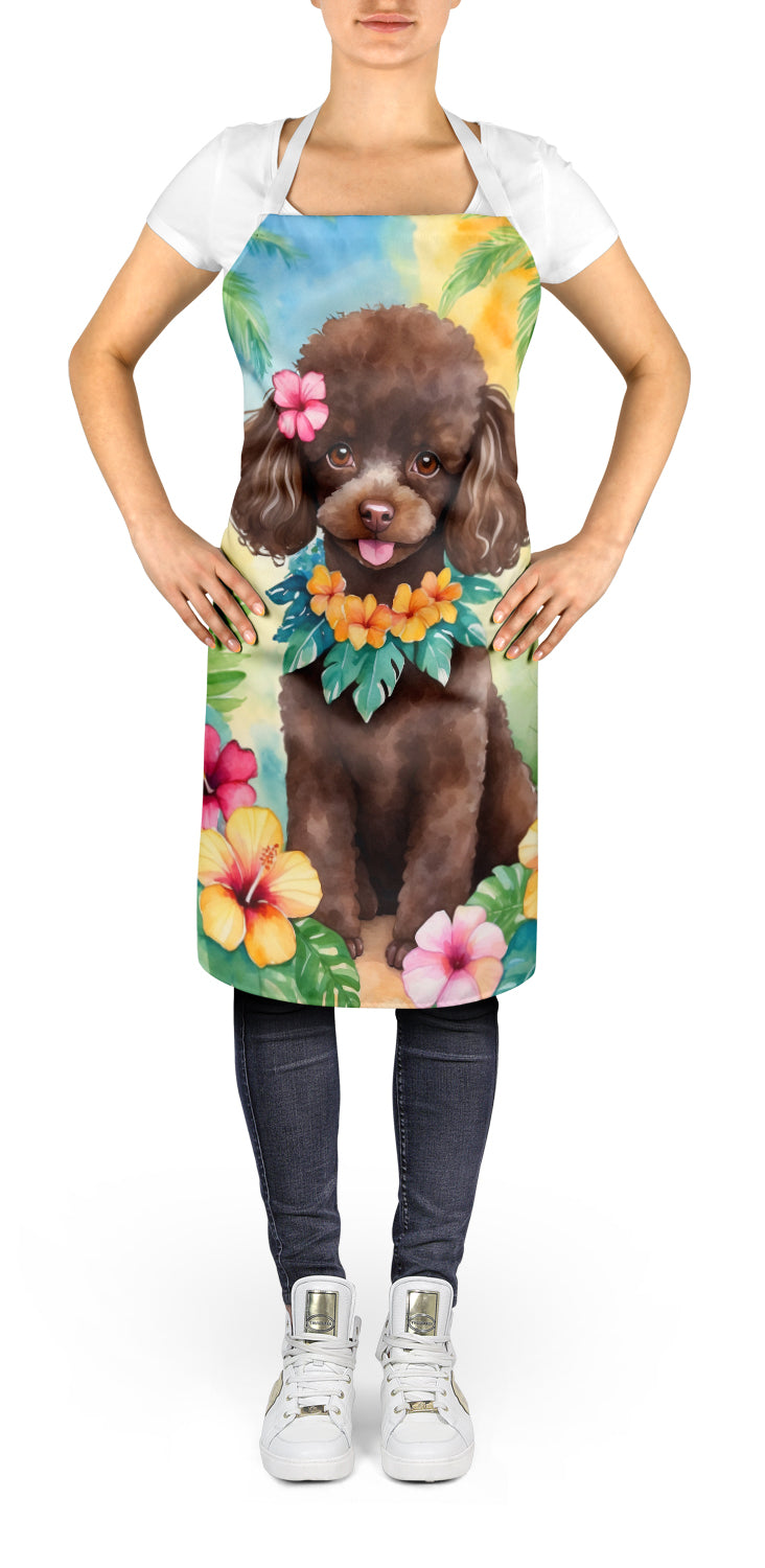 Chocolate Poodle Luau Apron