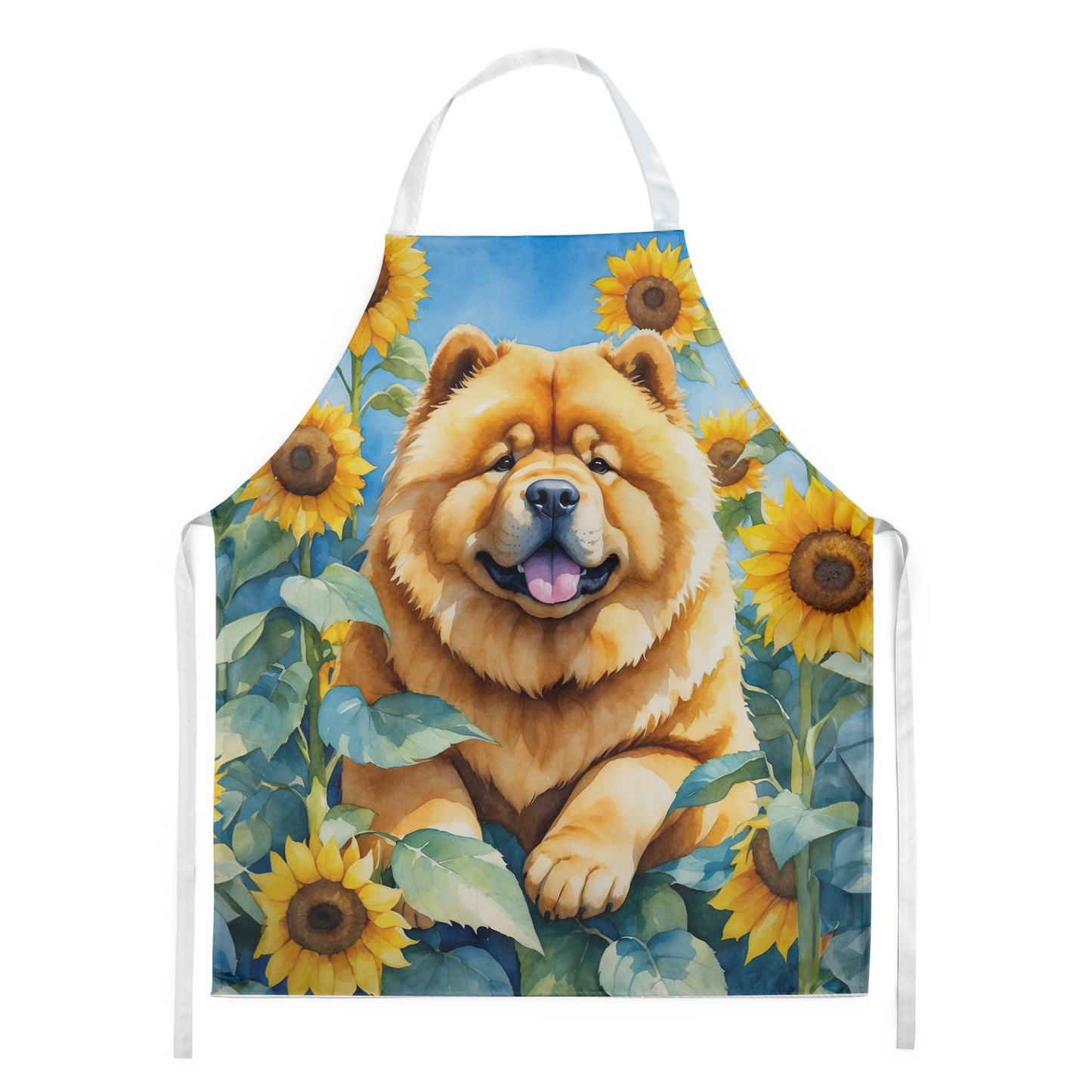 Chow Chow in Sunflowers Apron