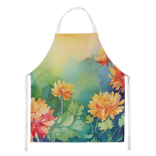 Chrysanthemums in Watercolor Apron