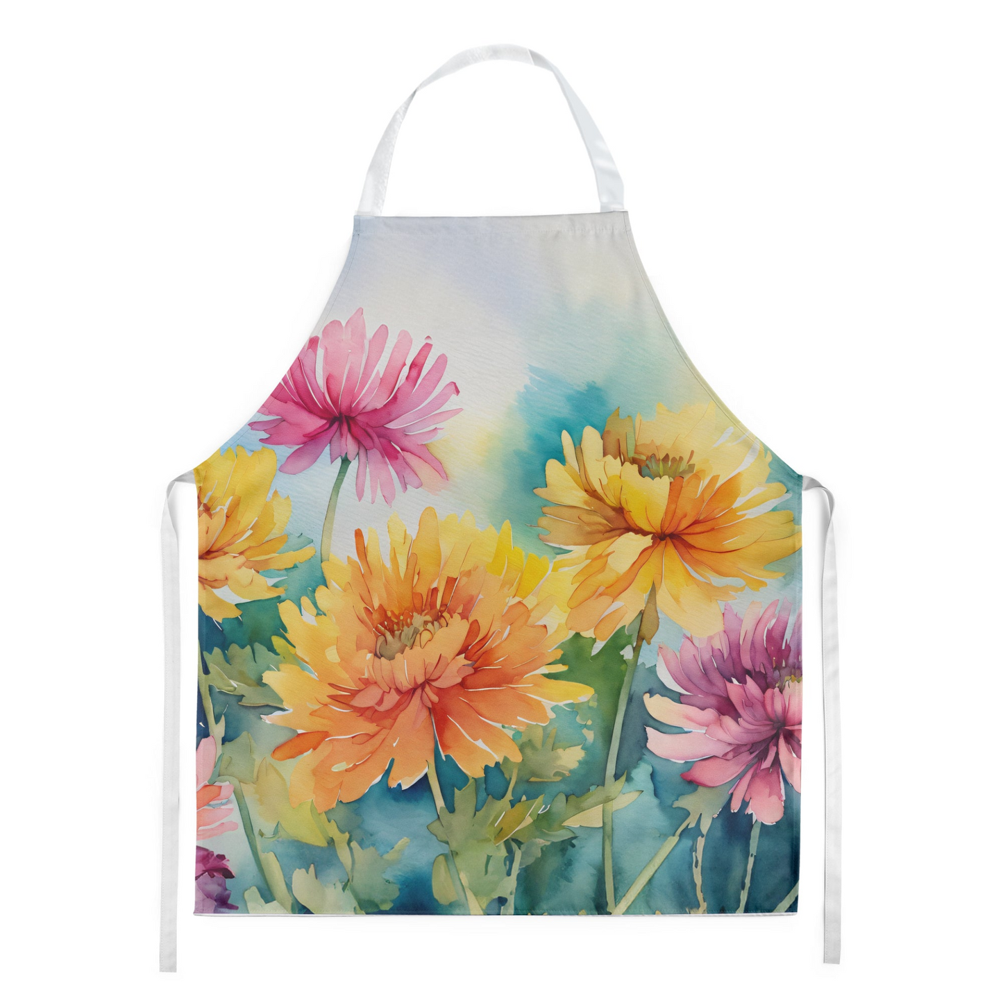 Chrysanthemums in Watercolor Apron