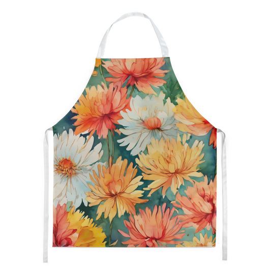 Chrysanthemums in Watercolor Apron