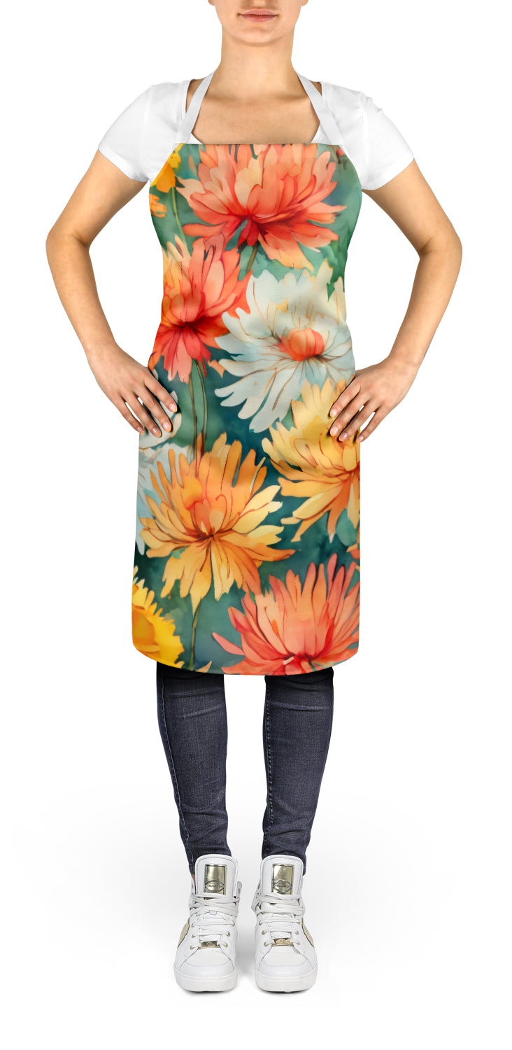 Chrysanthemums in Watercolor Apron