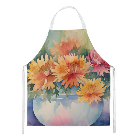 Chrysanthemums in Watercolor Apron