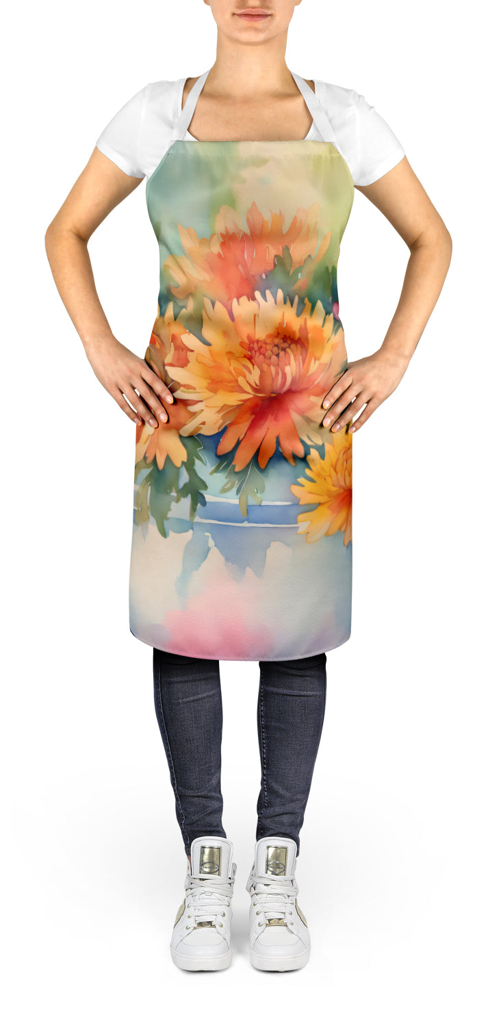 Chrysanthemums in Watercolor Apron