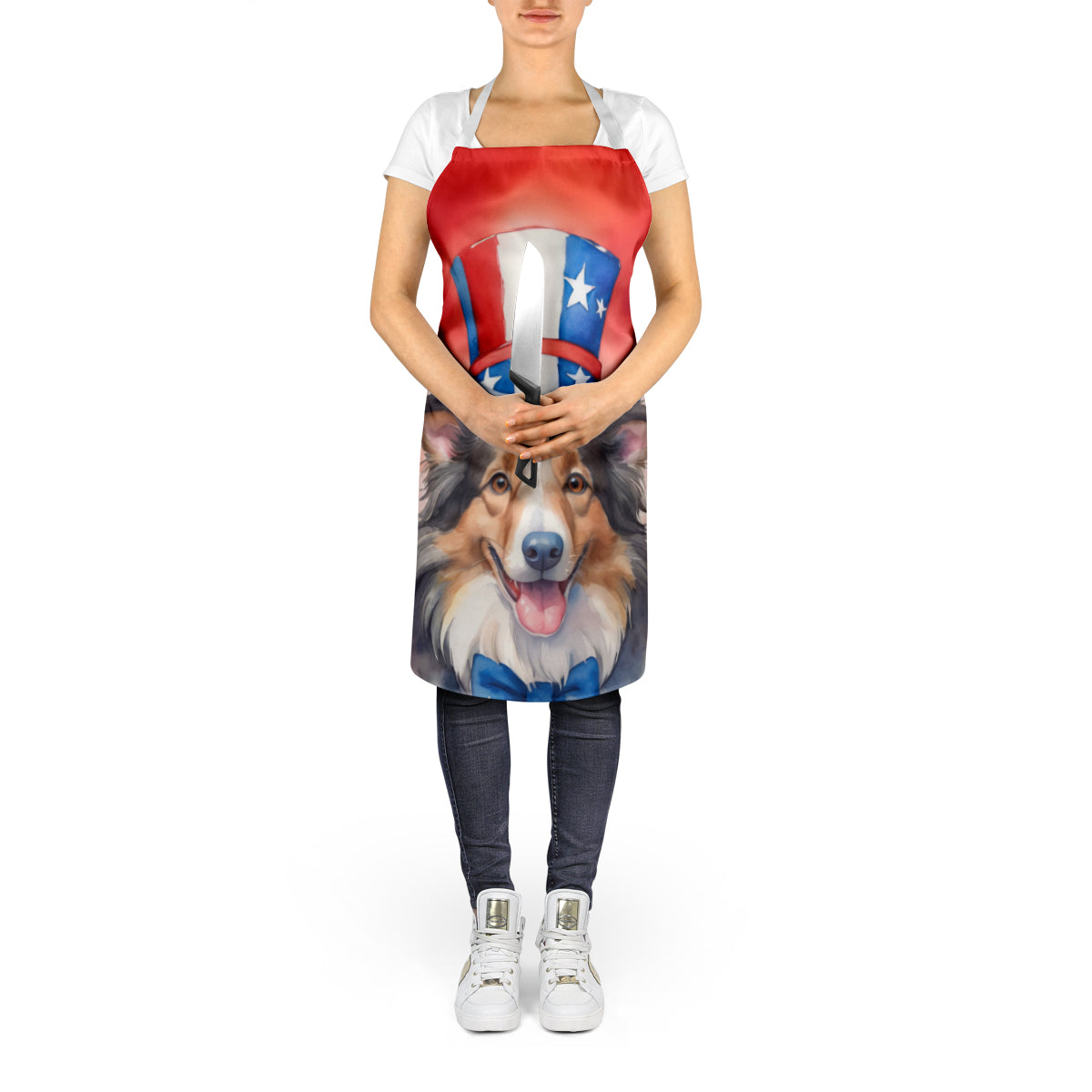 Collie Patriotic American Apron