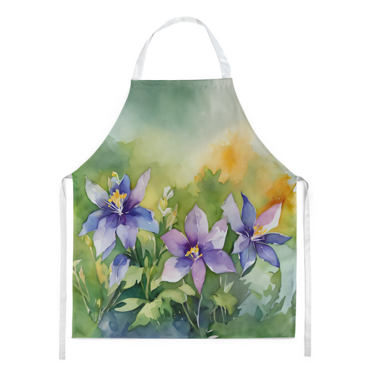 Colorado Rocky Mountain Columbine in Watercolor Apron