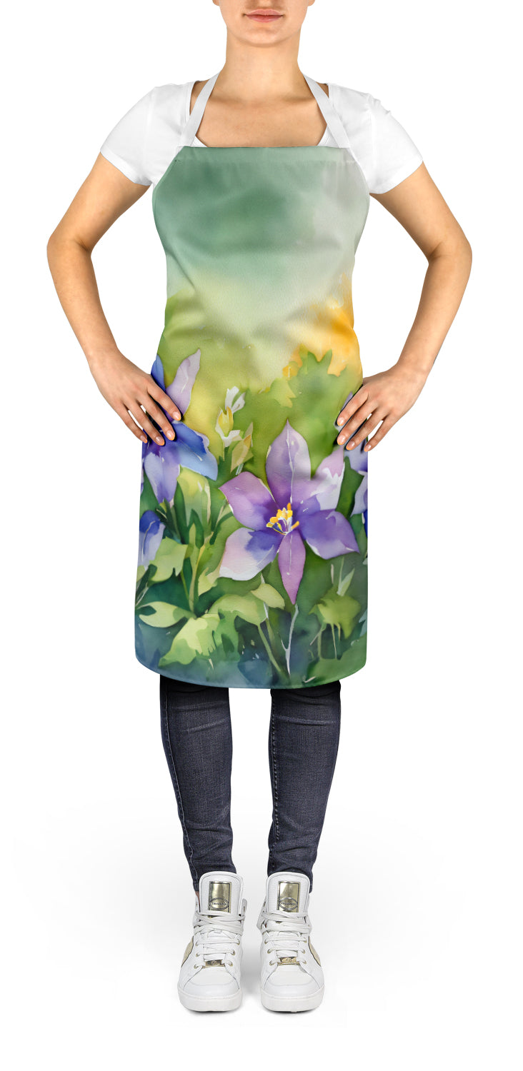 Colorado Rocky Mountain Columbine in Watercolor Apron