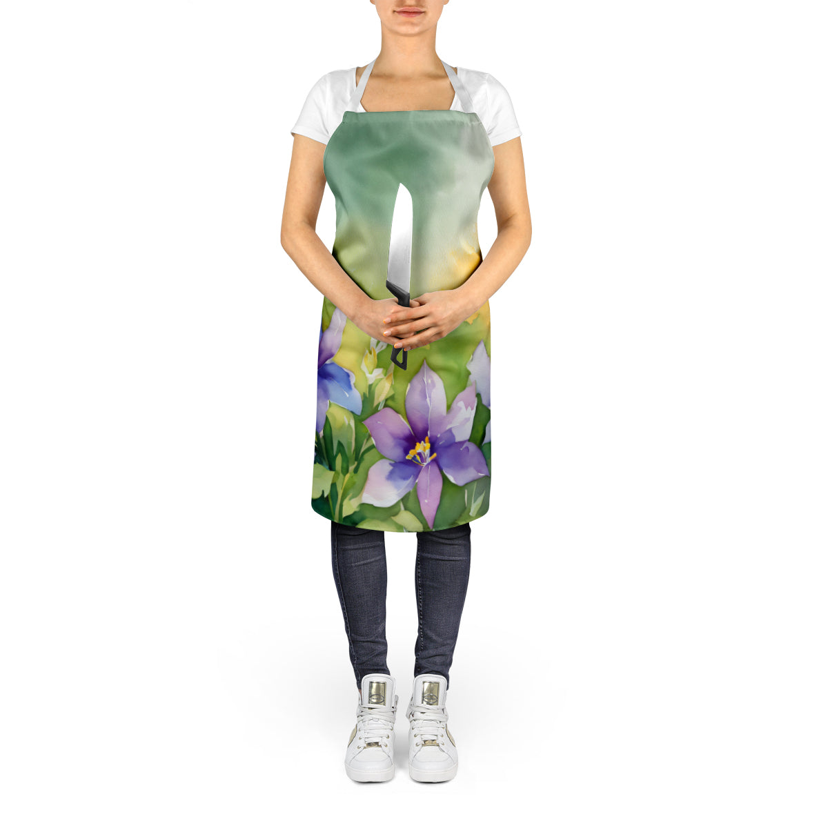 Colorado Rocky Mountain Columbine in Watercolor Apron