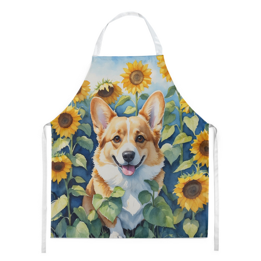 Corgi in Sunflowers Apron