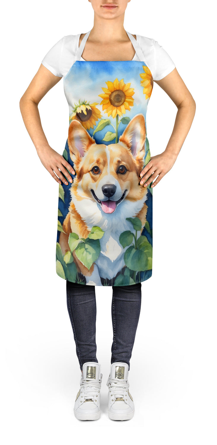 Corgi in Sunflowers Apron