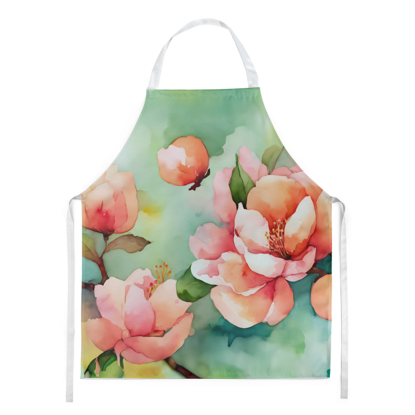 Delaware Peach Blossom in Watercolor Apron