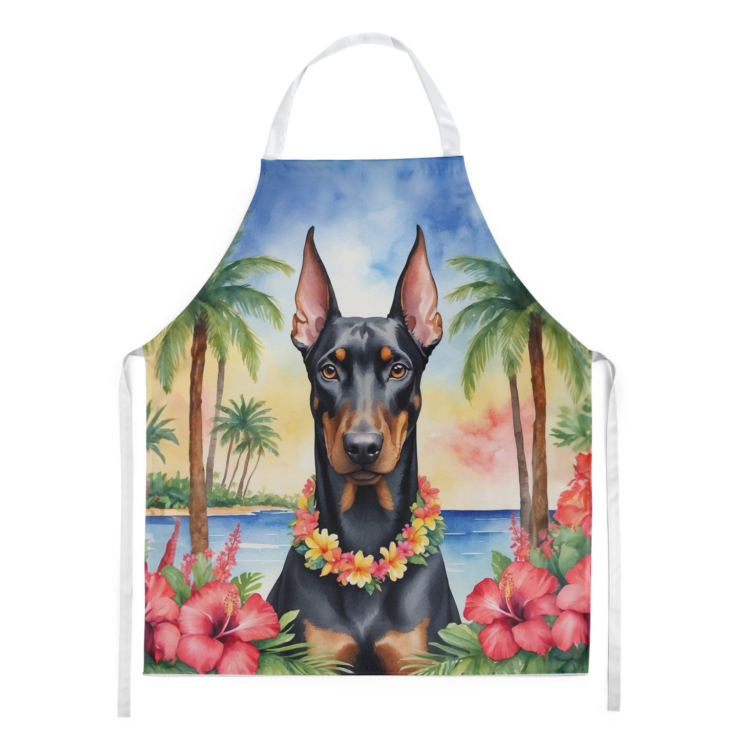 Doberman Pinscher Luau Apron