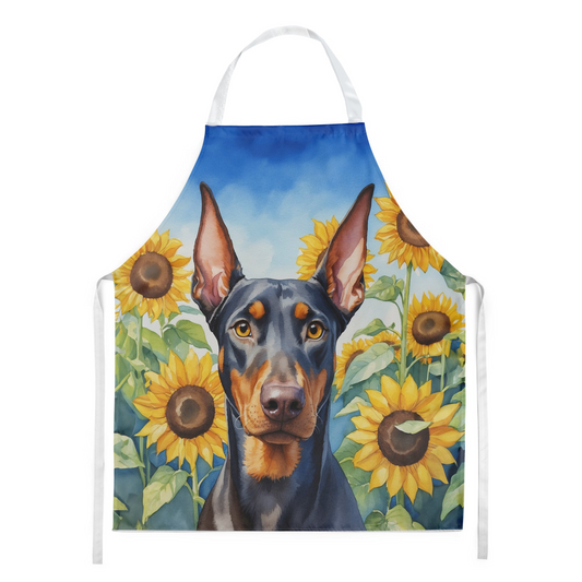 Doberman Pinscher in Sunflowers Apron