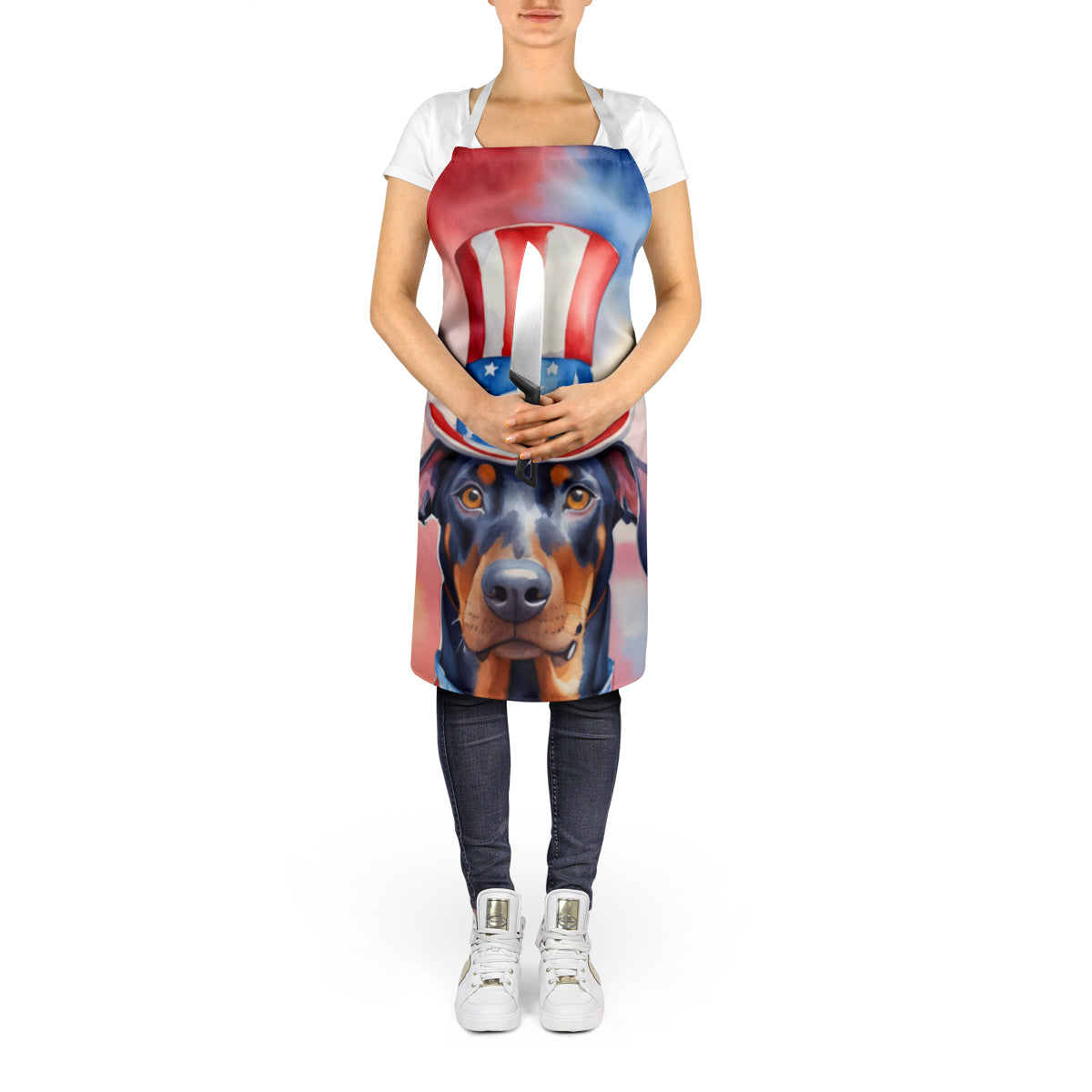 Doberman Pinscher Patriotic American Apron