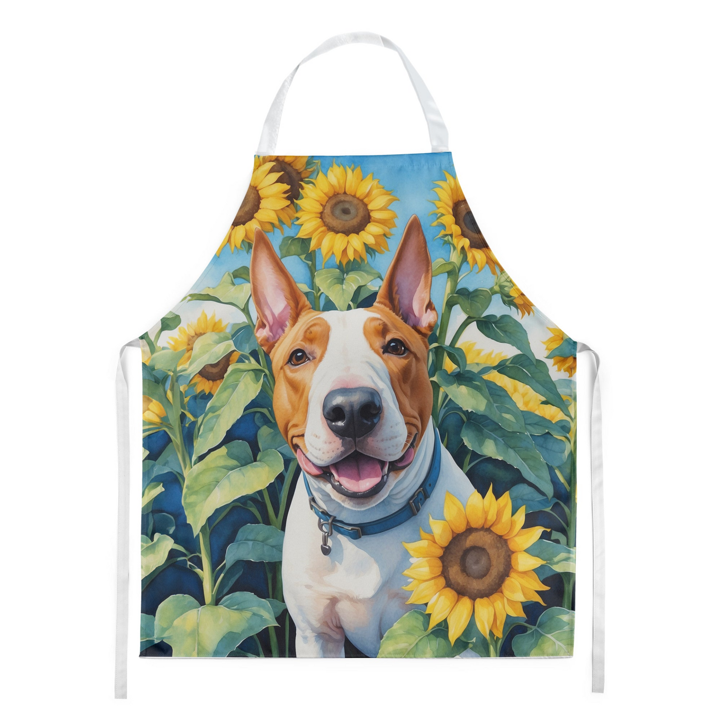 English Bull Terrier in Sunflowers Apron