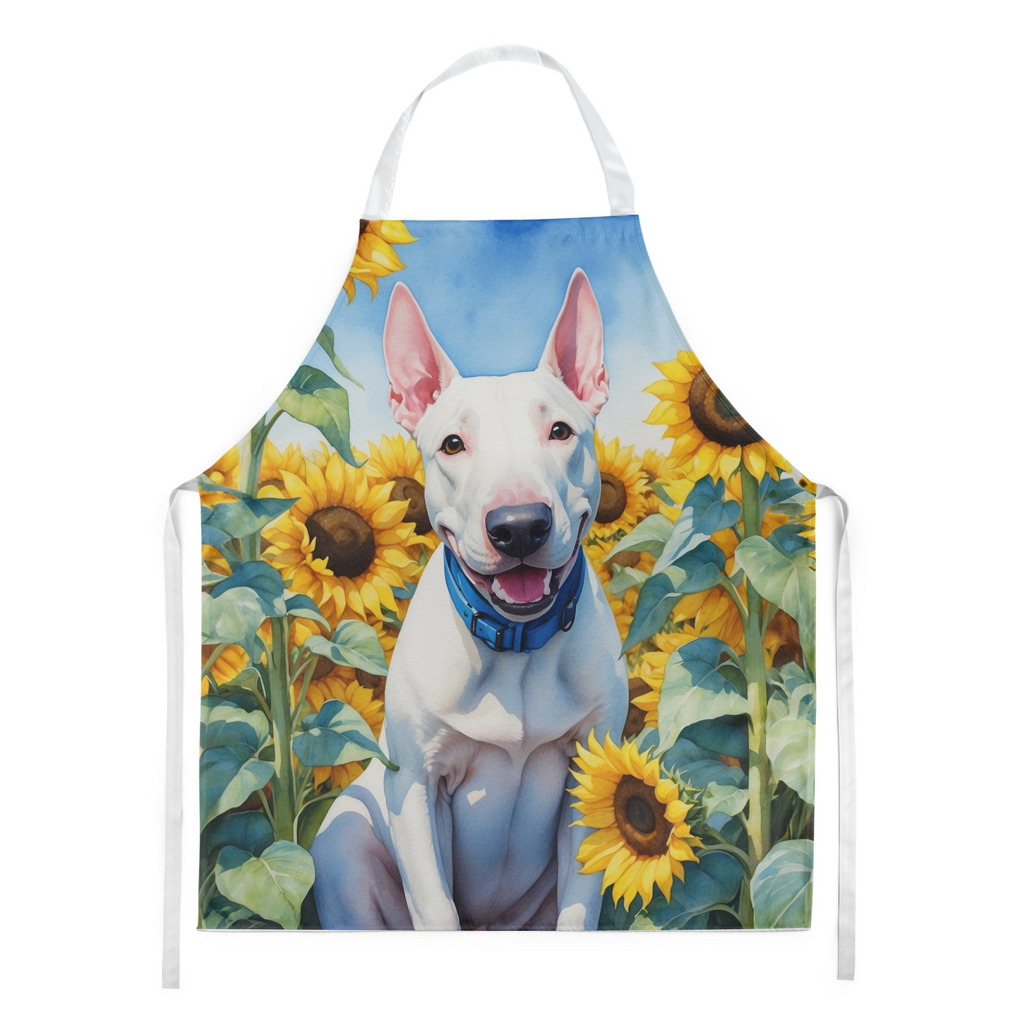 English Bull Terrier in Sunflowers Apron