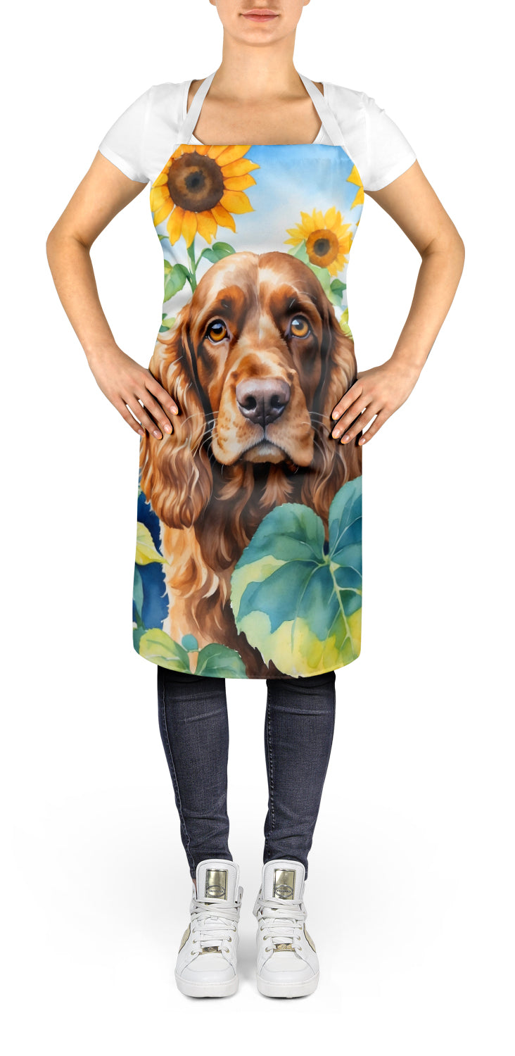 English Cocker Spaniel in Sunflowers Apron