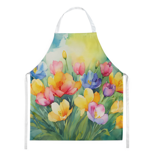 Freesias in Watercolor Apron