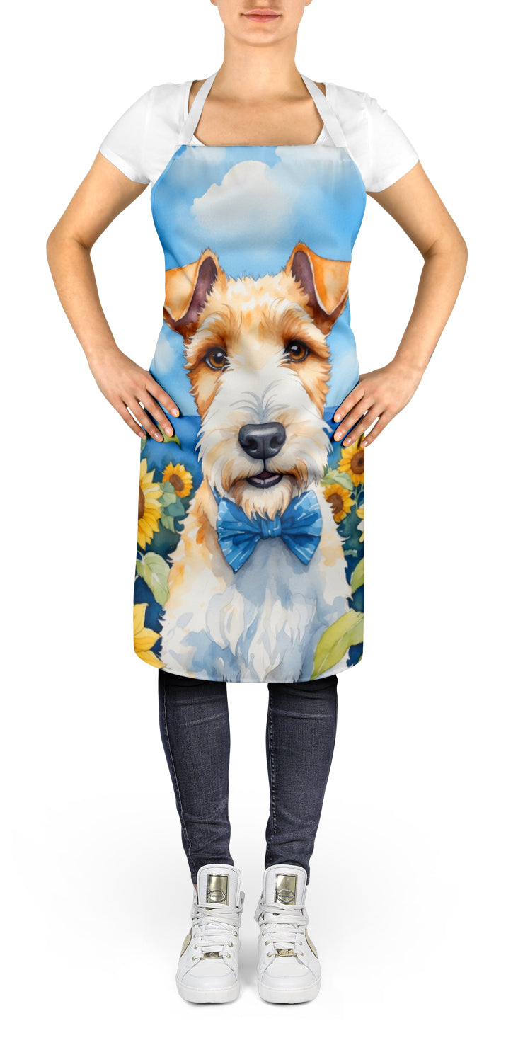 Fox Terrier in Sunflowers Apron