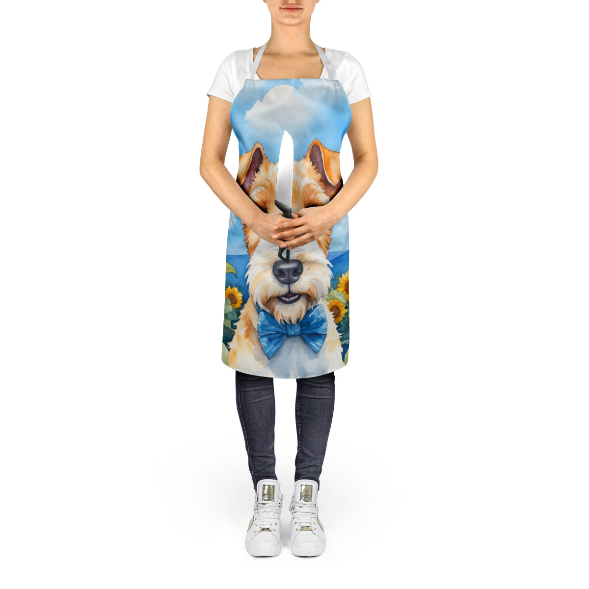 Fox Terrier in Sunflowers Apron