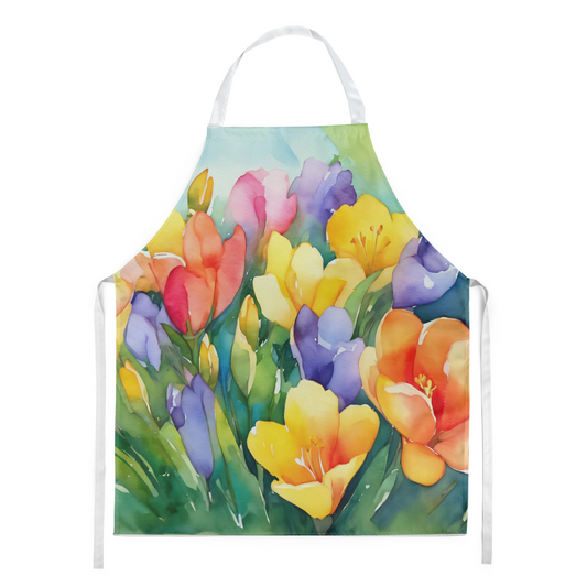 Freesias in Watercolor Apron