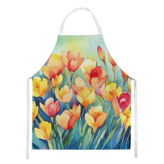 Freesias in Watercolor Apron