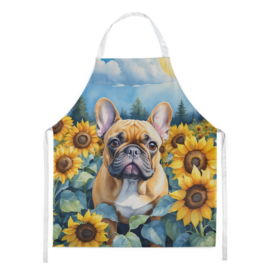 French Bulldog in Sunflowers Apron