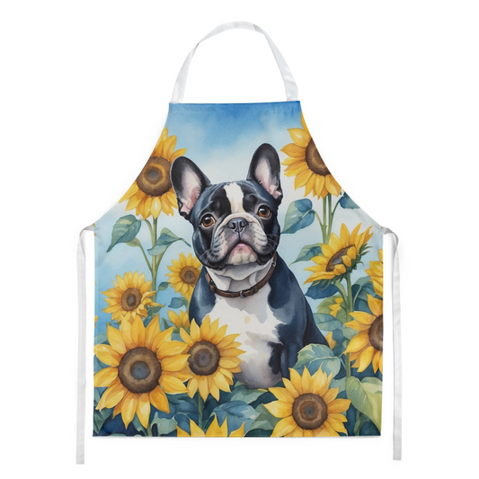 French Bulldog in Sunflowers Apron