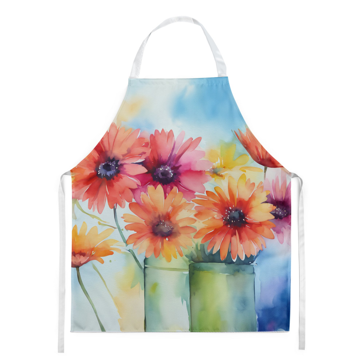 Gerbera Daisies in Watercolor Apron