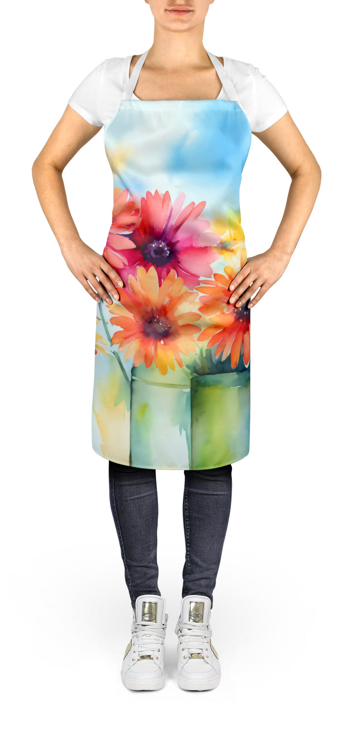 Gerbera Daisies in Watercolor Apron