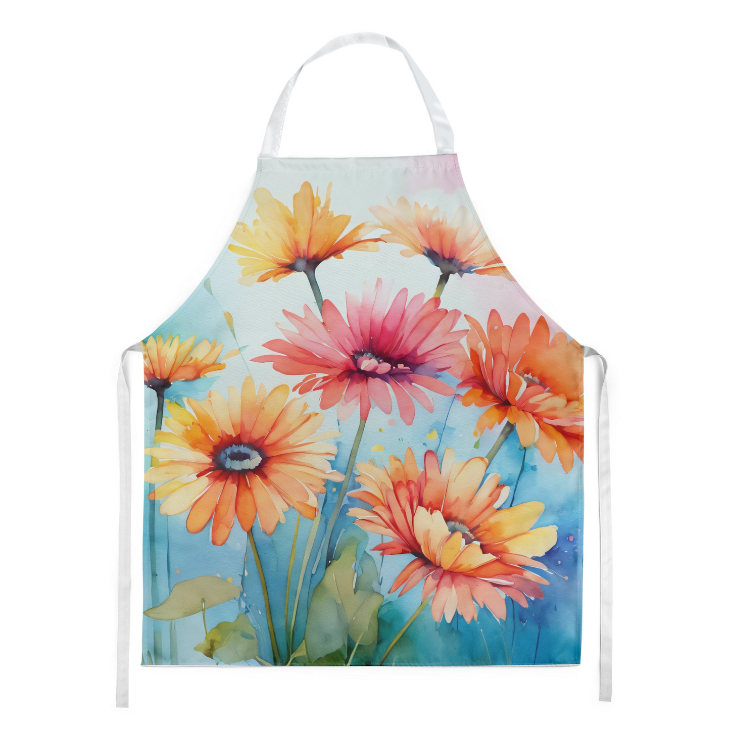 Gerbera Daisies in Watercolor Apron