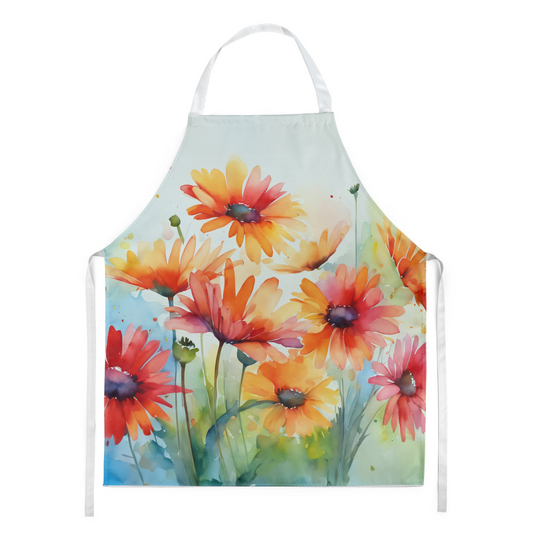 Gerbera Daisies in Watercolor Apron