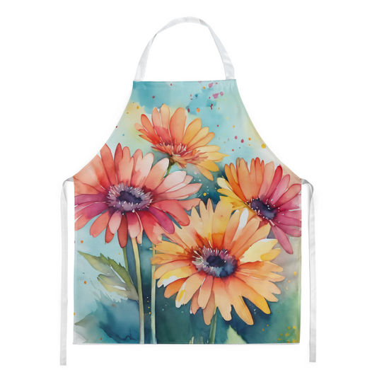 Gerbera Daisies in Watercolor Apron