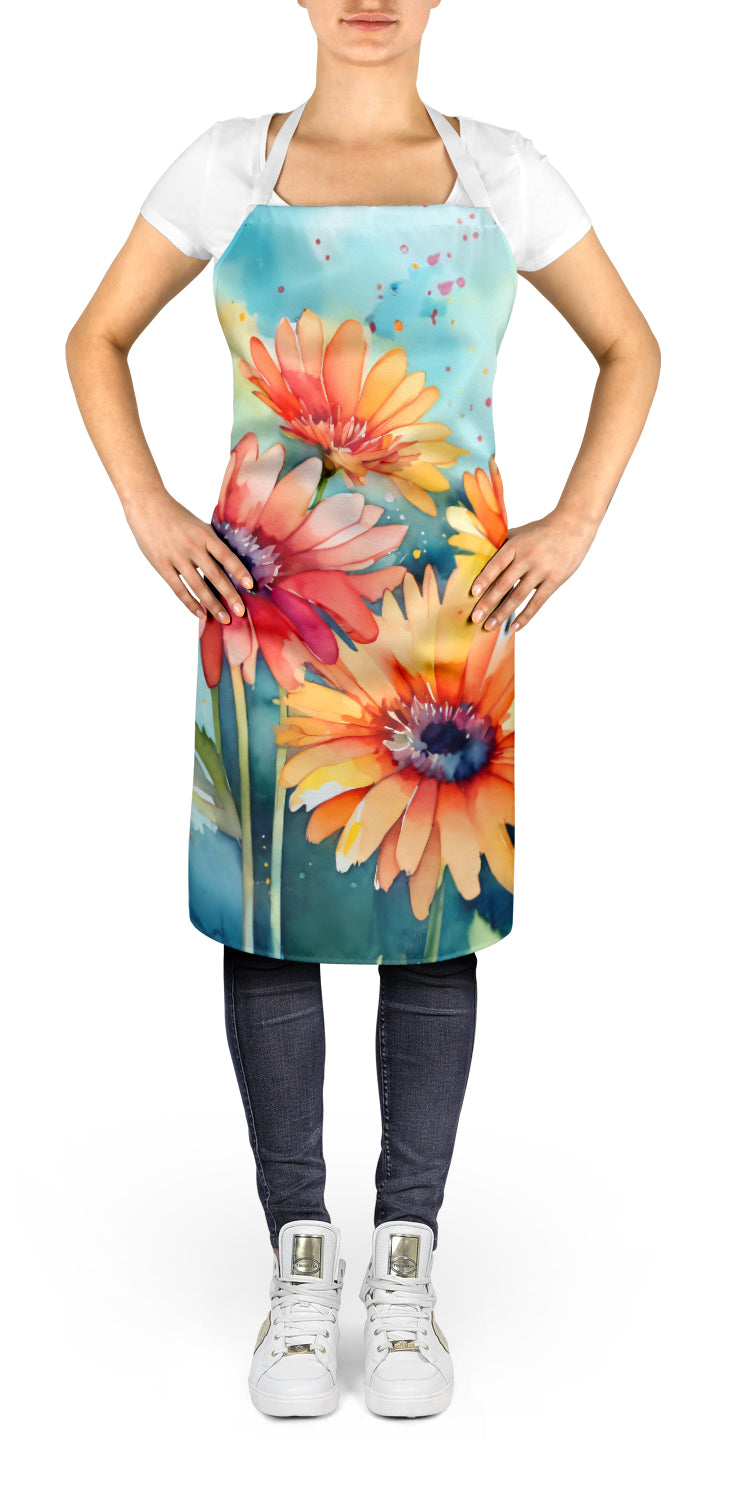 Gerbera Daisies in Watercolor Apron