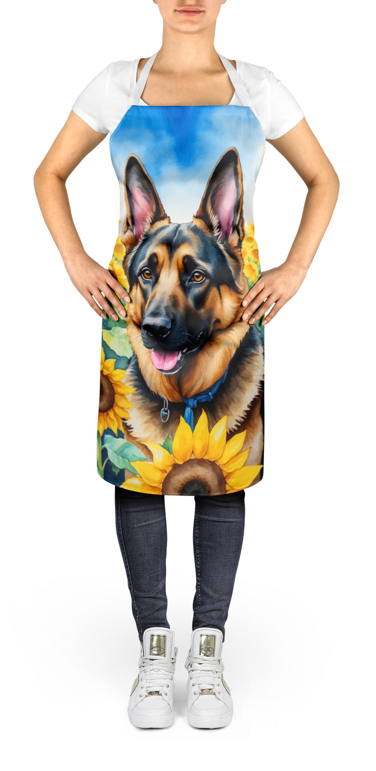 German Shepherd in Sunflowers Apron